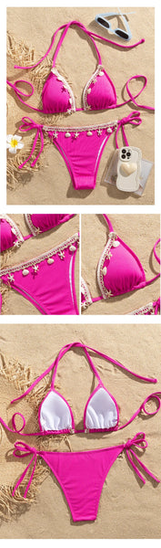 Shelly Beach Side-Tie Bikini with Ivory Shells