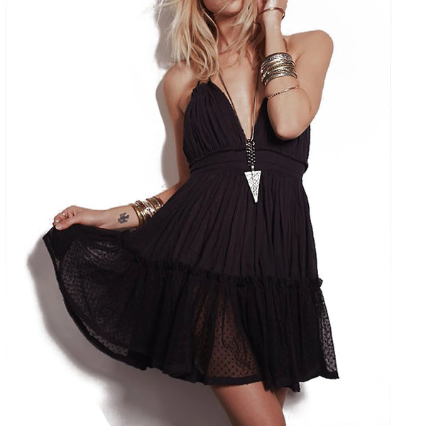 The Boho Halter High-Lo Mini Dress for Women & Teens