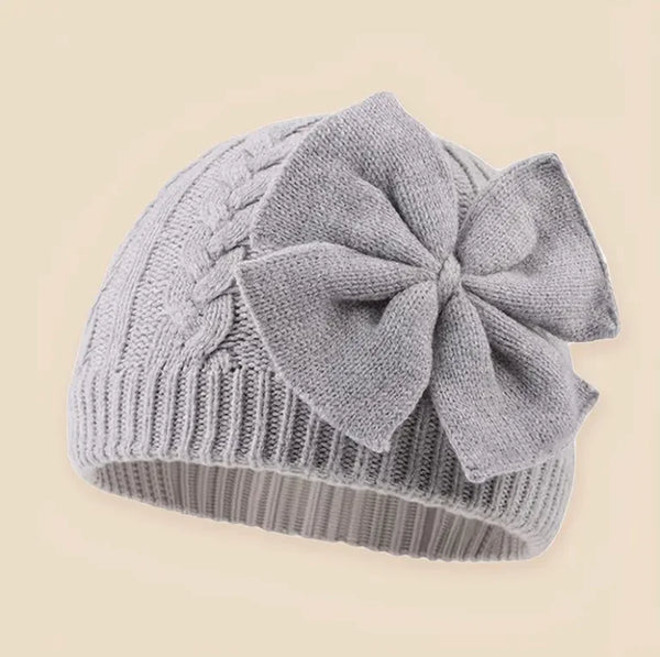 Cutie Boo Cable Knit Baby Beanie with Bow