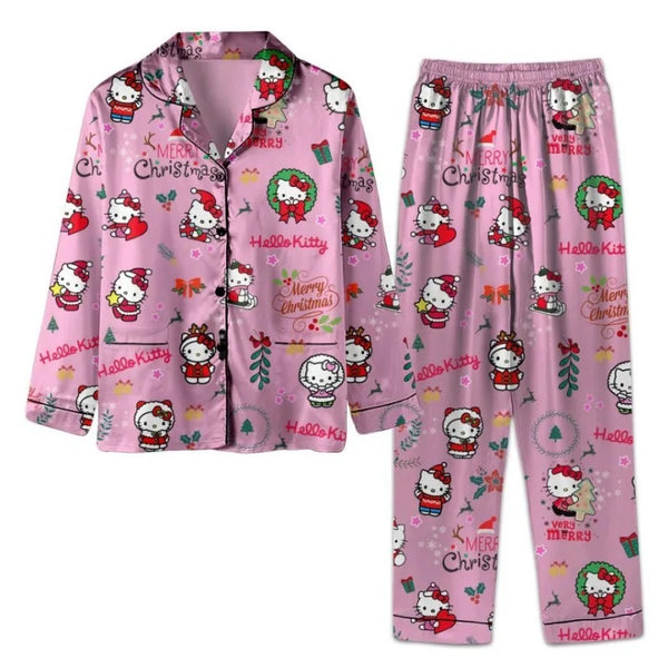 Hello Kitty Soft Satin Christmas Pjs for Women, Teens & Girls