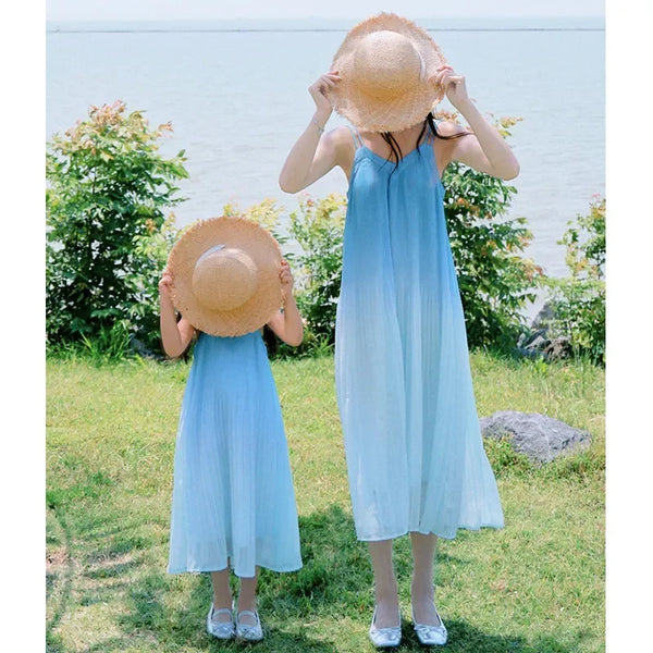 Momma & Me Matching: The Una Blue Dip-Dye Ombre Shift Sundress- EXTENDED SIZES!