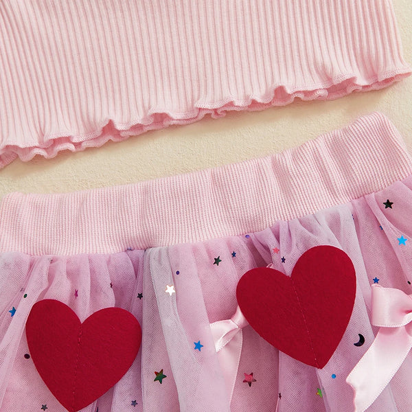 Little Sweet Heart Top & Tutu Skirt Set for Baby & Toddler Girls