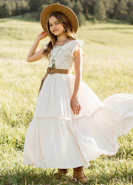 The Marisol Lace Flutter-Sleeve Boho Dress