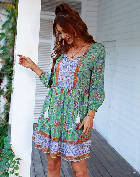 Jill Floral Boho Beach Dress for Women