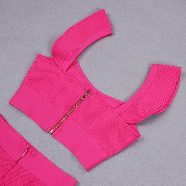 The Aster Flutter Sleeve Bandage Top & Skirt Set for Women