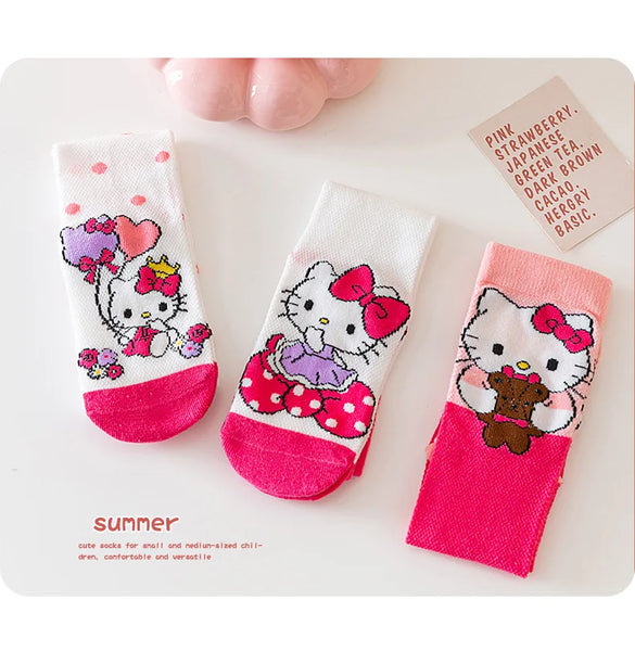 3 Pack: Hello Kitty™, Cinnamoroll™, Kuromi™ or MyMelody™ Knee High Socks for Girls