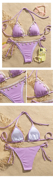 Shelly Beach Side-Tie Bikini with Ivory Shells