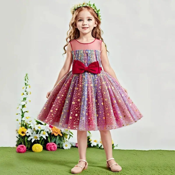 Amaryllis Rainbow & Stars Sparkly Special Occasion Dress