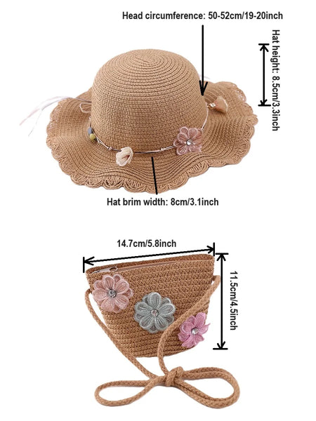 Sunny Summer Straw Hat & Purse Set for Little Girls