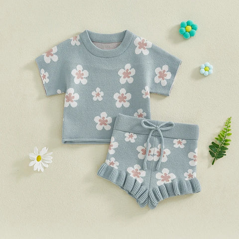 Magnolia Sweater Floral Lounge Outfit for Toddler & Baby Girls