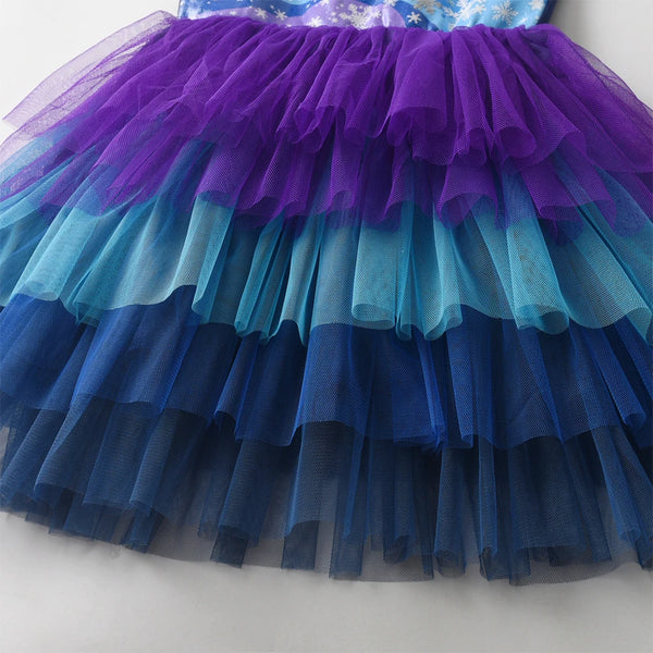 Sparkly Snow Day Long Sleeve Tulle Twirl Dress