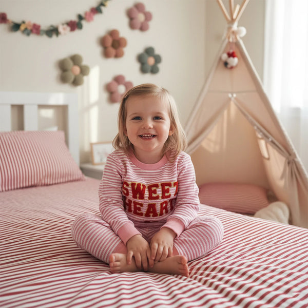 Sweet Heart Pink Striped Baby Girl Lounge Outfit