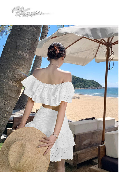The Shirese Two-Piece Off-The-Shoulder Ruffle Top & Skirt for Women