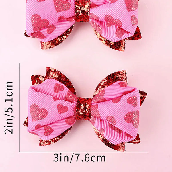 Double Hearts Sparkly Hair Clip Set of Two