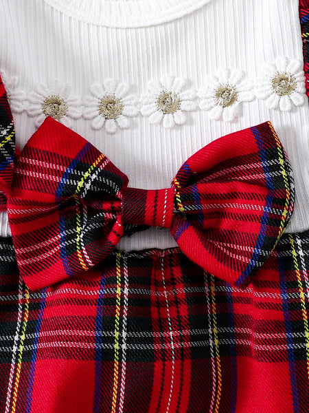 Holly Red Plaid Romper Outfit for Baby Girls