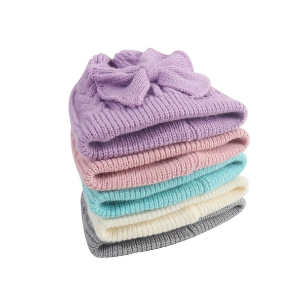 Cutie Boo Cable Knit Baby Beanie with Bow