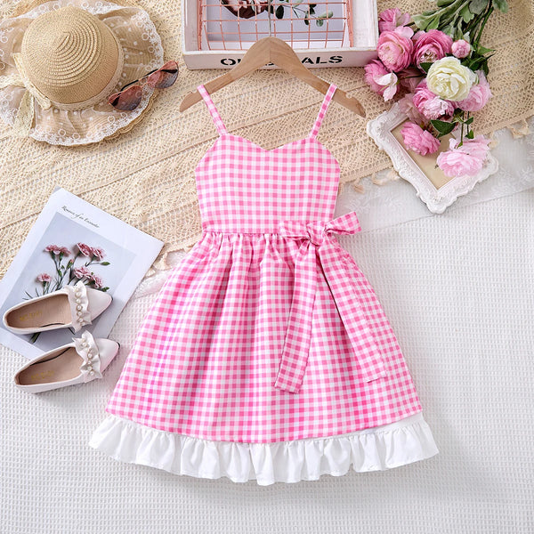 Alina Pink & White Gingham Dress