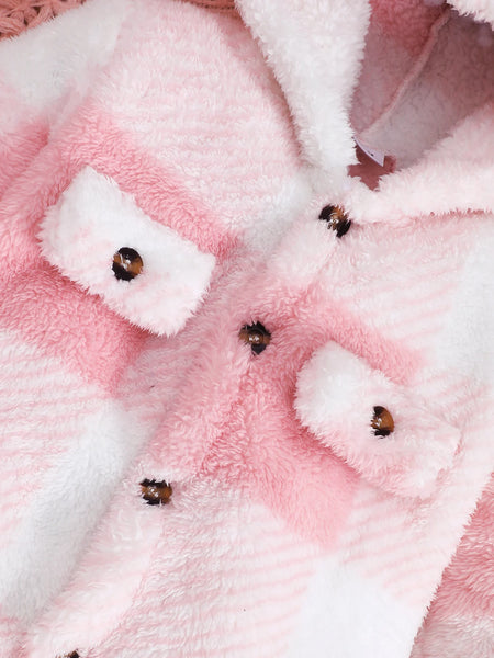 Iris Cozy Hooded Plaid Romper Jumpsuit for Baby Girl