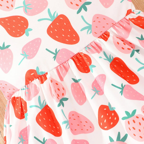 For the Love of Strawberries Cute Twirl Dress for Little Girls
