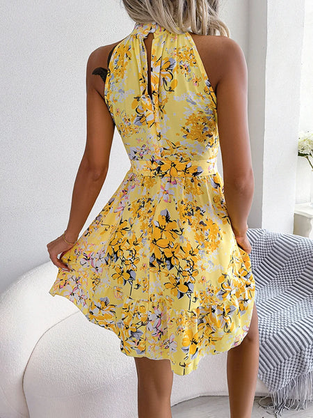 Buttercup Sleeveless Floral Halter Dress for Women & Teens