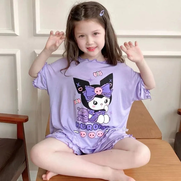 Kuromi Supersoft Knit Shorts & Top PJ/Lounge Set for Girls