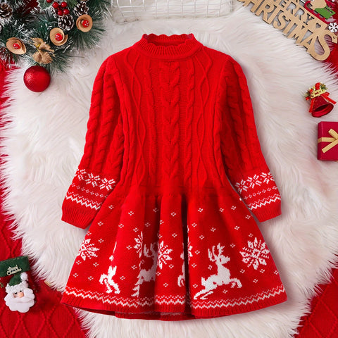 Holly Jolly Holiday Sweater Dress for Little Girls