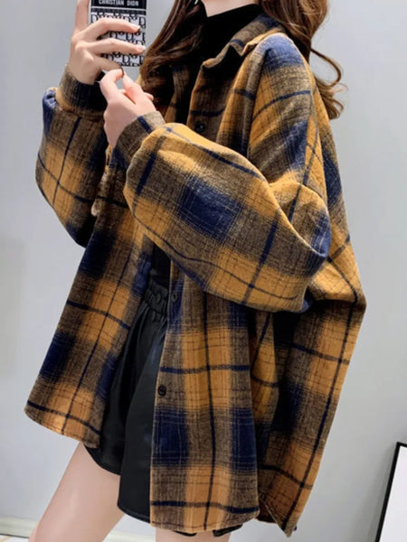 Plaid Lightweight Longline Shacket for Women