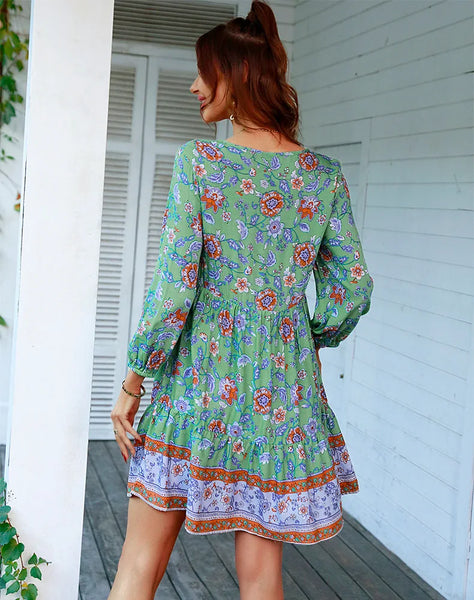 Jill Floral Boho Beach Dress for Women