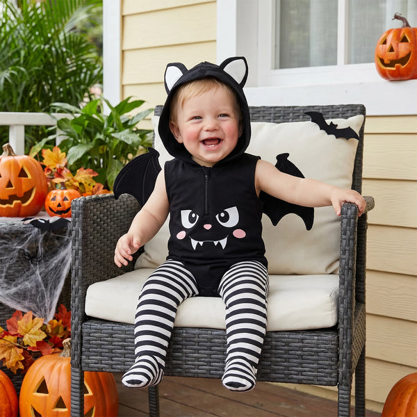 The Cat, The Gourd, & The Bat Romper Costume Sets for Baby & Toddler Girls