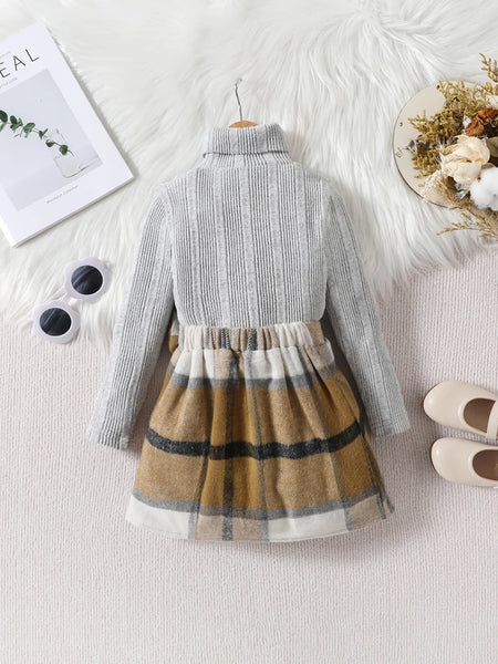 The Charlee Turtleneck & Plaid Skirt Set for Little Girls