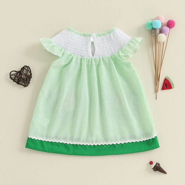 Watermelon Slices Adorable Striped Dress for Baby, Toddler, & Little Girls