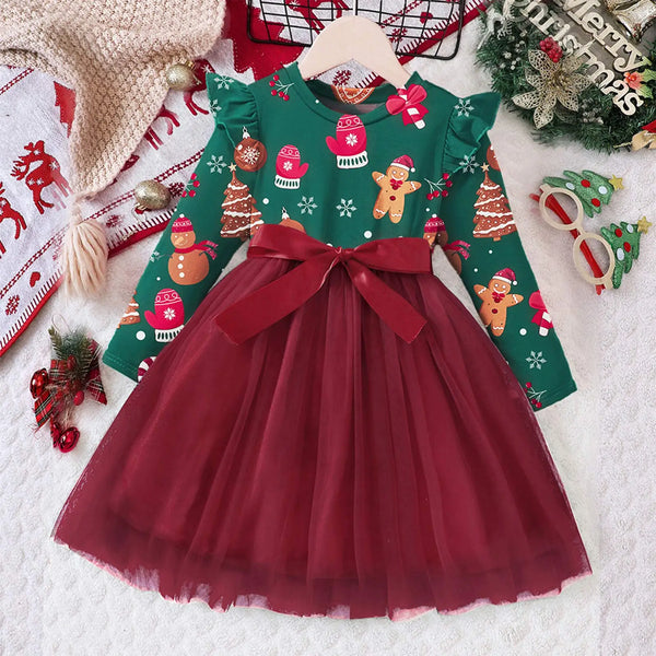 Christmas Baking Flutter Sleeve Dress for Toddlers & Little Girls