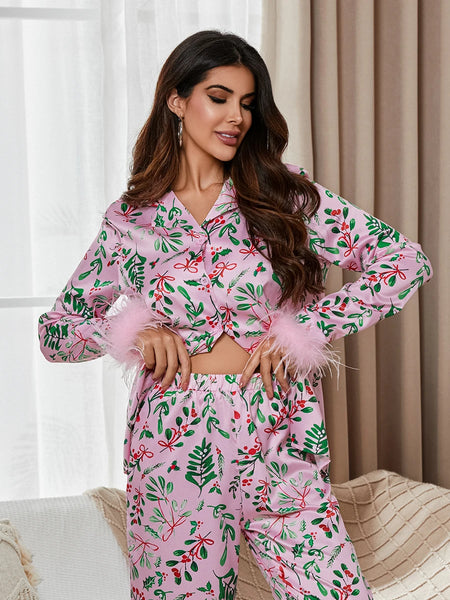 Momma & Me Matching Satin Dreams Pink Holly Pjs for Women & Girls