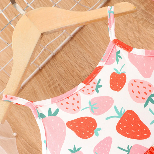 For the Love of Strawberries Cute Twirl Dress for Little Girls
