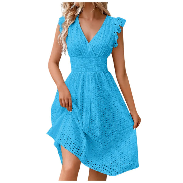 Sara V-Neck Eyelet Dress