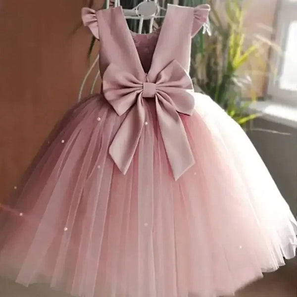 The V-Back Pearl Fancy Special Occasion Dress for Baby & Little Girls