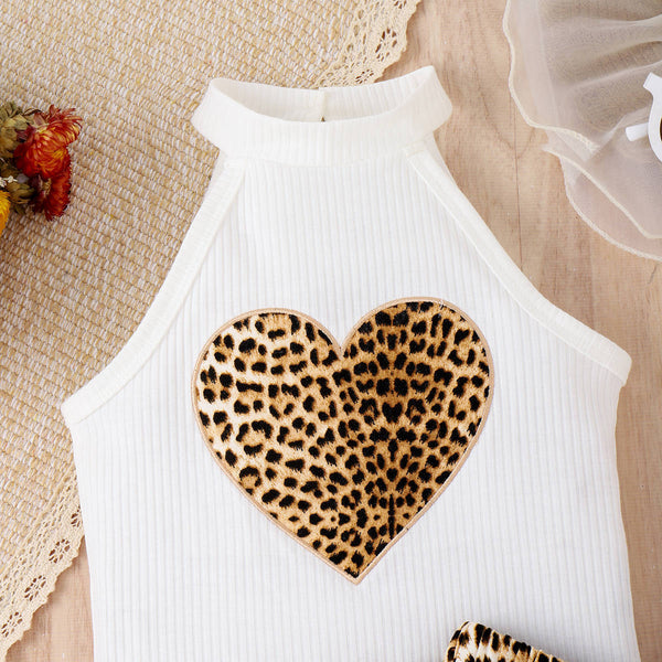 I Heart Leopard Print Skirt and Sleeveless Top Set