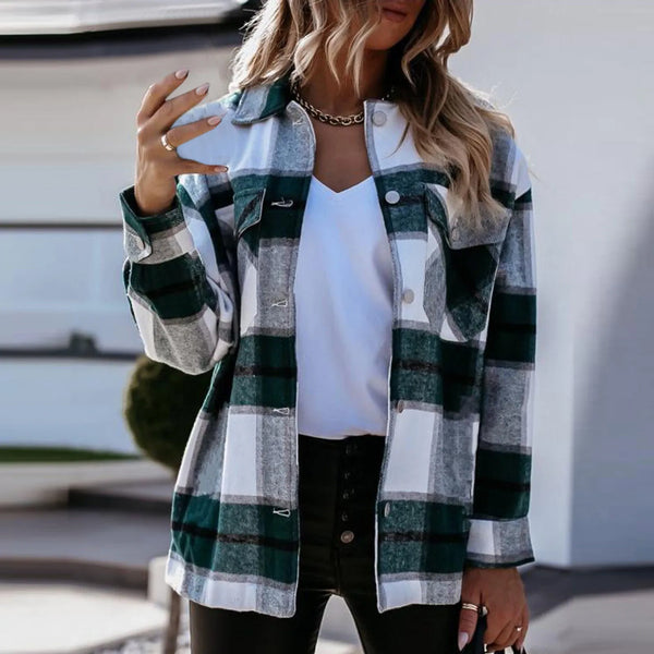 The Autumn Plaid Shacket with Silver Buttons for Women & Teens