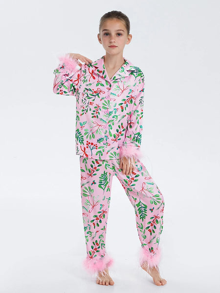 Momma & Me Matching Satin Dreams Pink Holly Pjs for Women & Girls