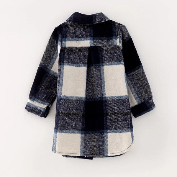 Momma & Me Matching Super Soft Black, White, Navy Plaid Longline Shacket