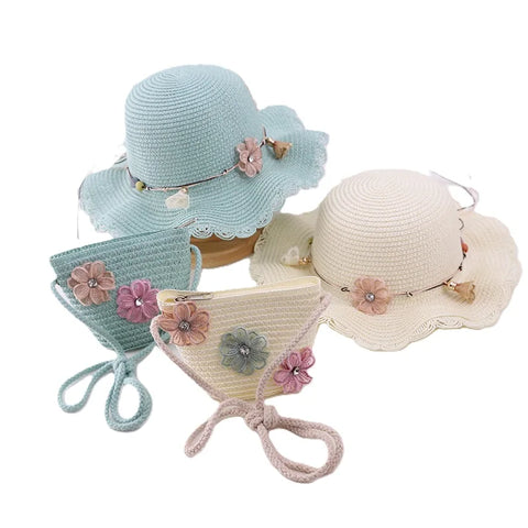 Sunny Summer Straw Hat & Purse Set for Little Girls
