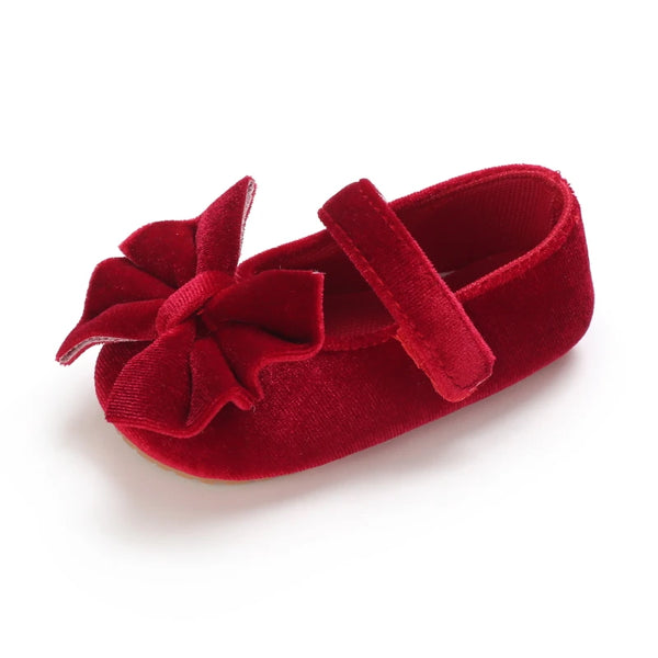 Twinkle Toes Velvet Bow Dress Shoes for Baby & Toddler Girls
