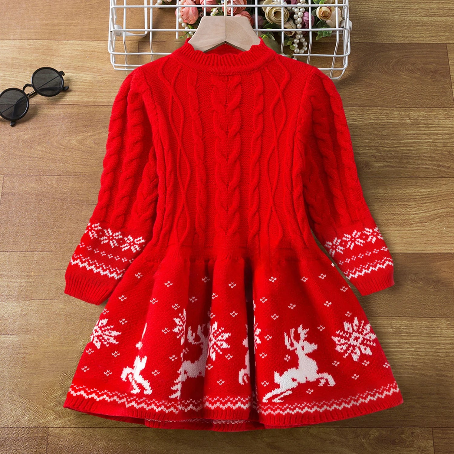 Holly Jolly Holiday Sweater Dress for Little Girls