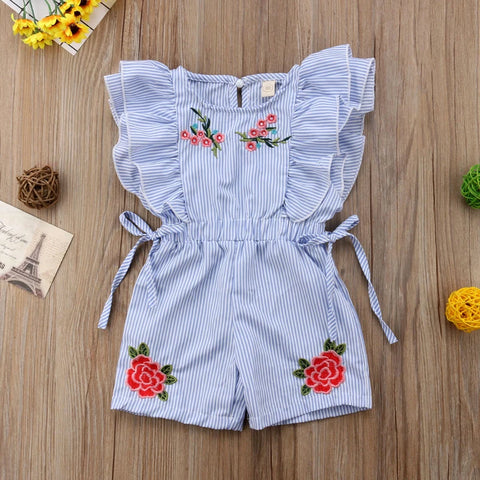 The Flutter Sleeve Striped Seersucker Romper for Babies & Little Girls