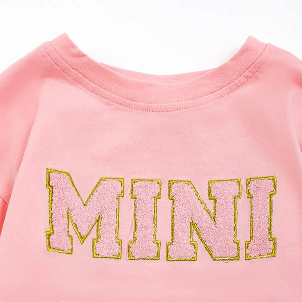 Mommy & Me: Matching Long Sleeve "Mama" & "Mini" Chenille Patches Long Sleeve Shirts