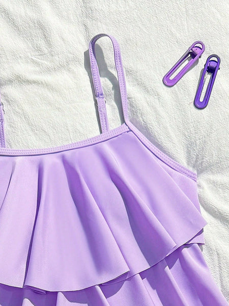 Flower Goals Lavender Ruffles Tankini for Girls & Tweens
