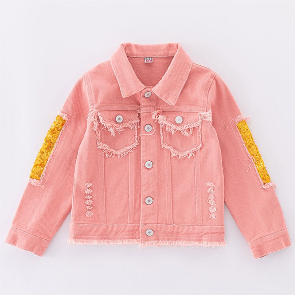 Pink Rainbow Sparkle Jean Jacket for Girls