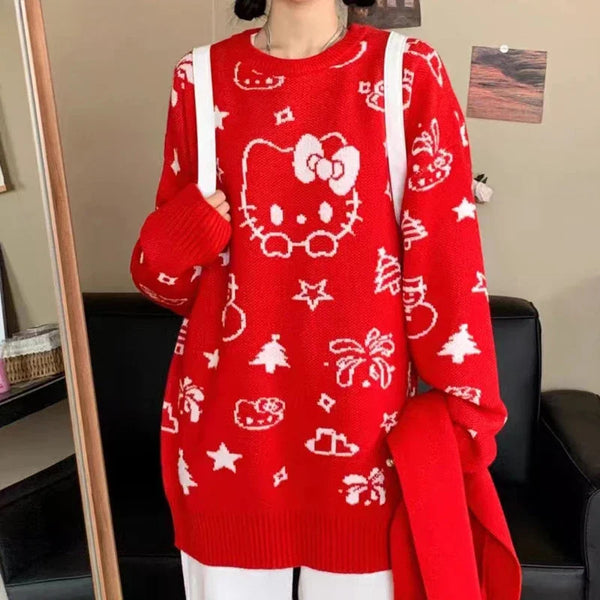 Hello Kitty Over-Sized Holiday Sweater for Teens & Women