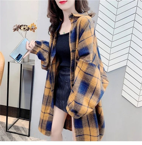 Plaid Lightweight Longline Shacket for Women