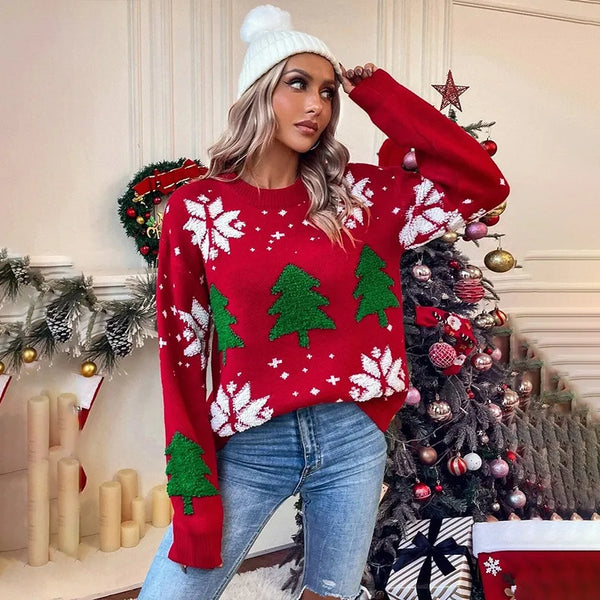 Fluffy Oversized Holiday Sweater for Women & Teens